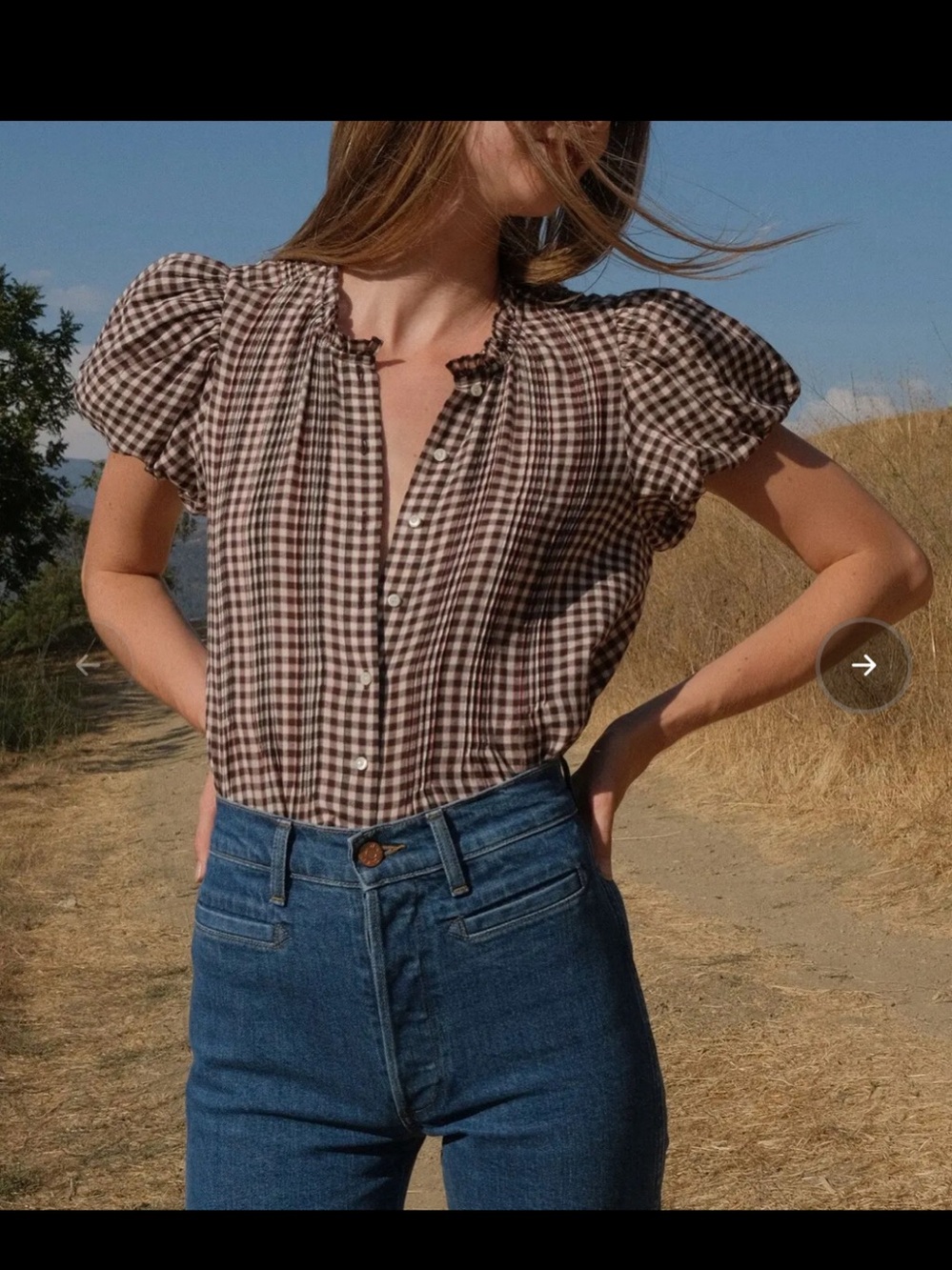 DÔEN Millie Top Gingham Cotton Top in Delphine Plaid Size Small NWT RARE